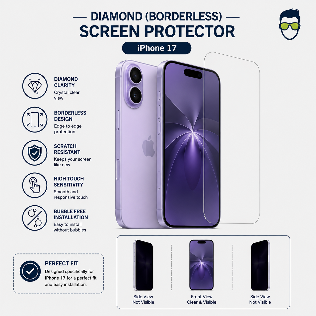 Diamond (Borderless) Screen Protector - iPhone 17