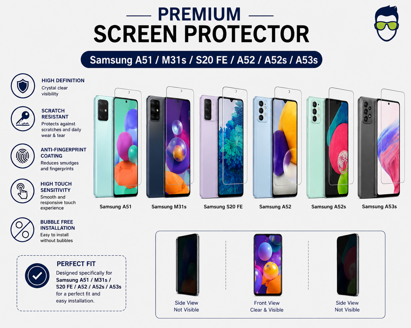 Premium Screen Protector - Samsung A51/M31s/S20 FE/A52/A52s/A53s