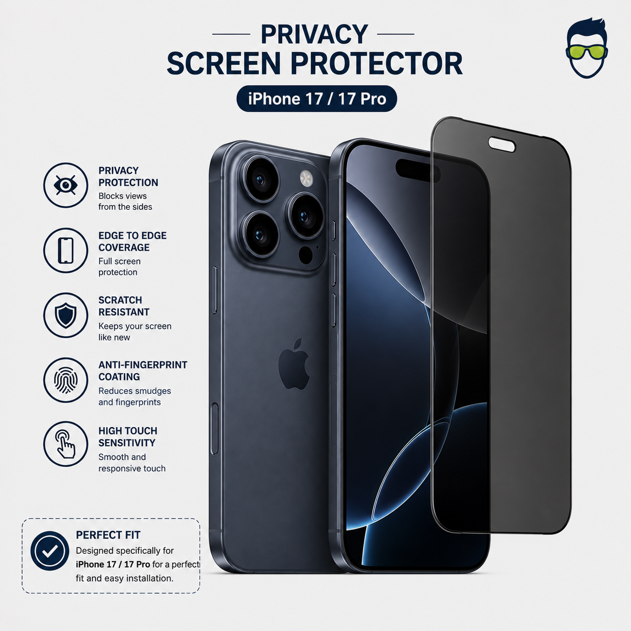 Privacy Screen Protector - iPhone 17/17 Pro